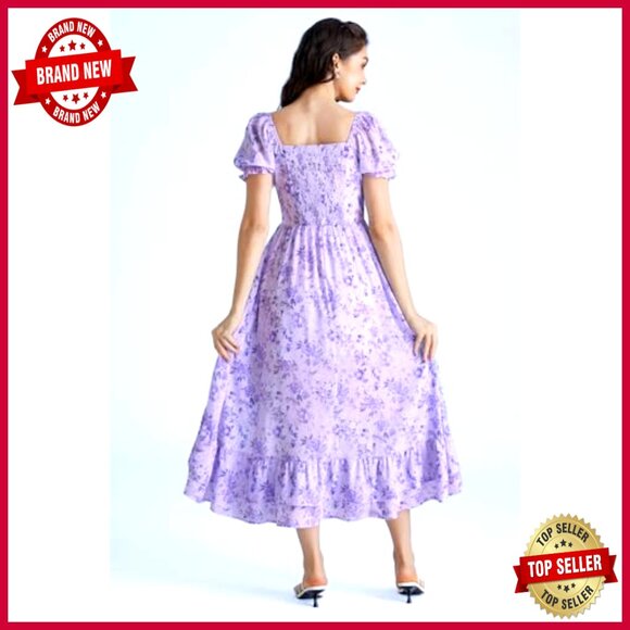 Chiffon Corset Sundress Flowy Floral Wedding Guest Dress Elegant Boho - Picture 2 of 7